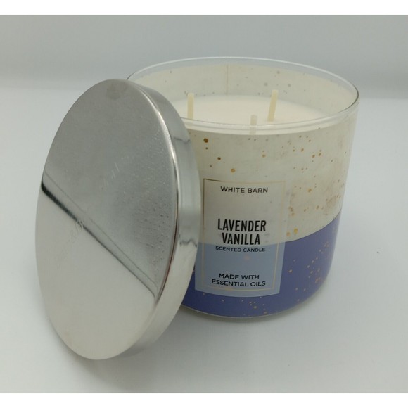 Bath & Body Works LAVENDER VANILLA Large 3-Wick Candle White Barn 14.5 oz New - Picture 1 of 3